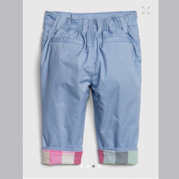 3/$15 GAP Light blue plaid-lined khaki pant baby boy 18-24m - Picture 3 of 16
